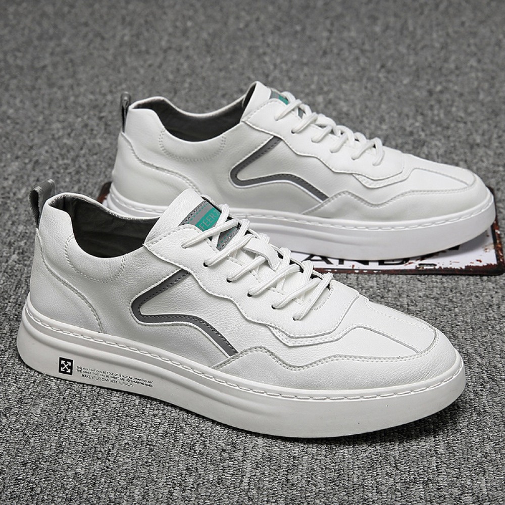 New Men's Trendy Shoes Summer Breathable White Board Shoe Leather Casual Shoes